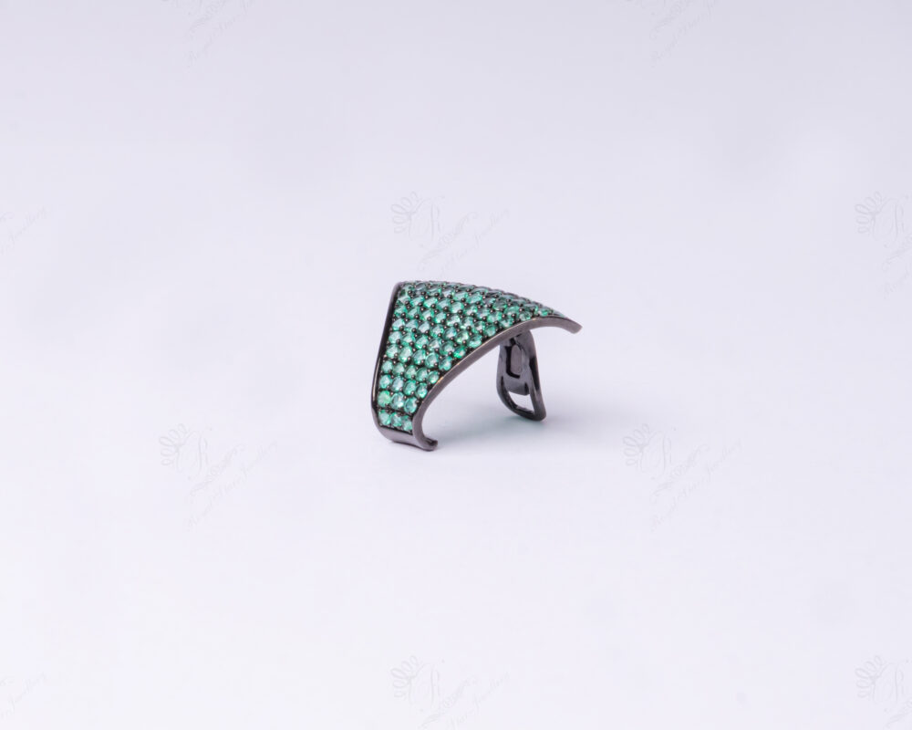 Emerald Ear Cuff rhodium