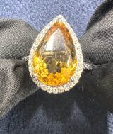 Pear Citrine Halo Ring