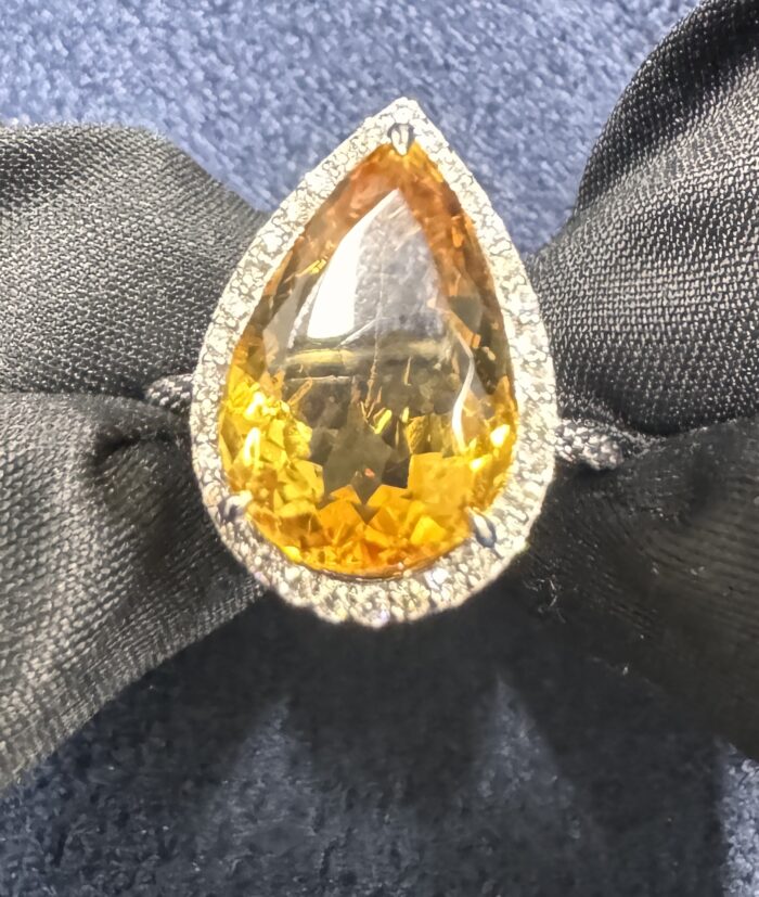 Pear Citrine Halo Ring